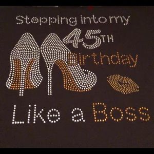 Rhinestone birthday T-shirt.